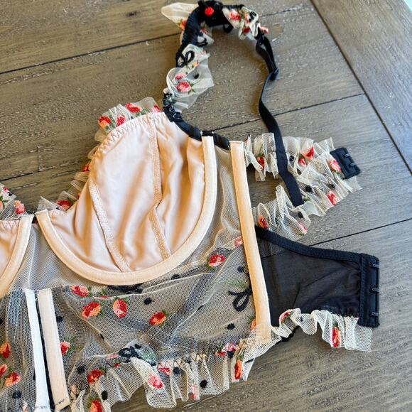 For Love & Lemons Lace Bow Corset Top NWT 32DD Coquette Renaissance Bustier Sexy - Picture 14 of 15